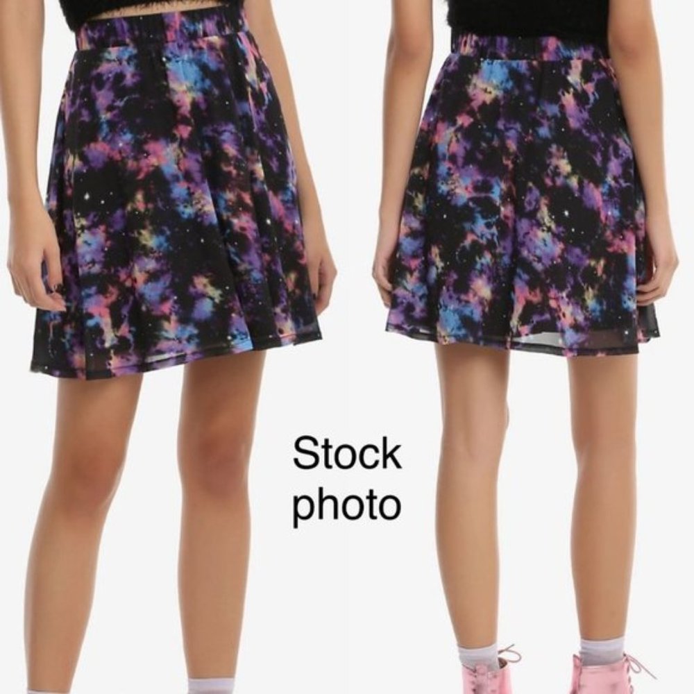 Hot Topic Galaxy Chiffon Skater Skirt Large